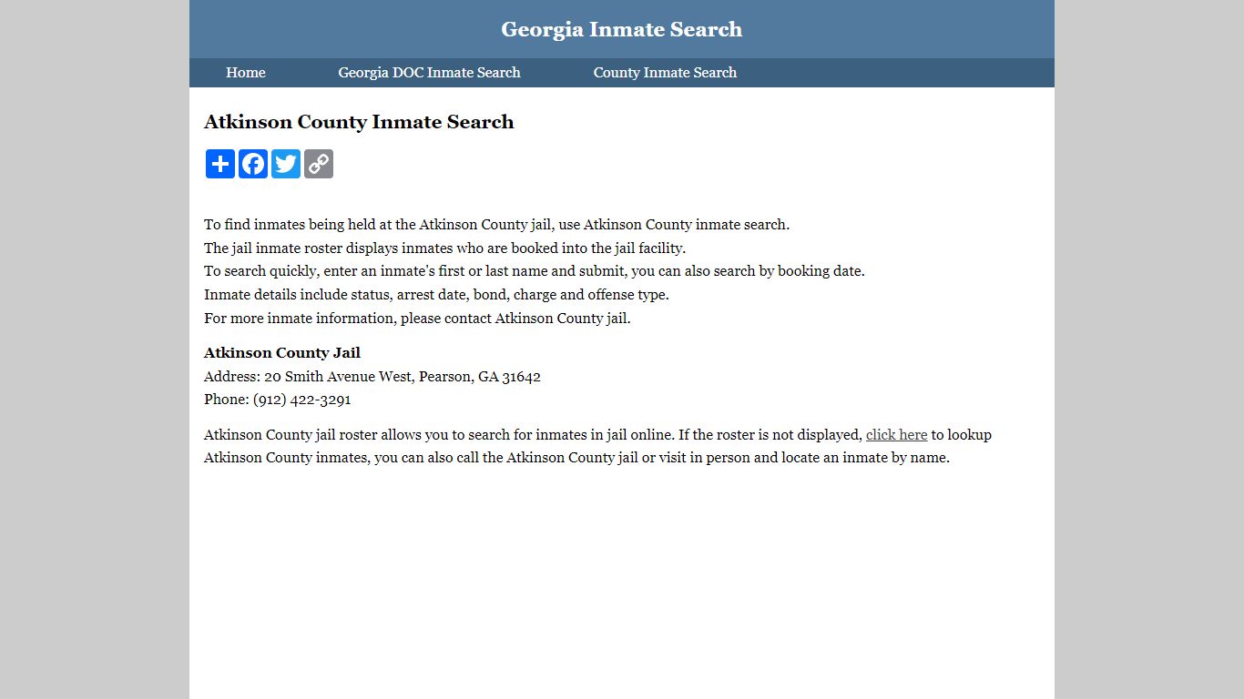 Atkinson County Inmate Search