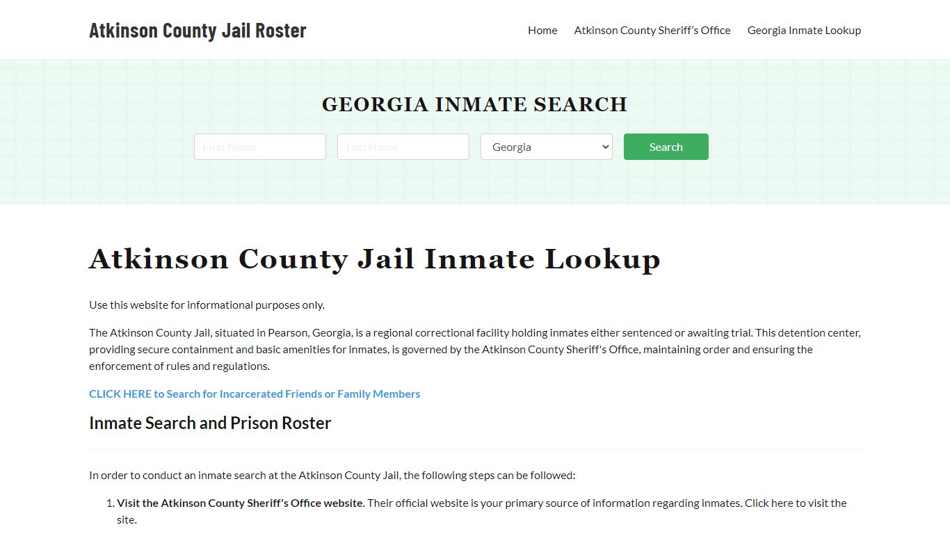 Atkinson County Jail Roster Lookup, GA, Inmate Search