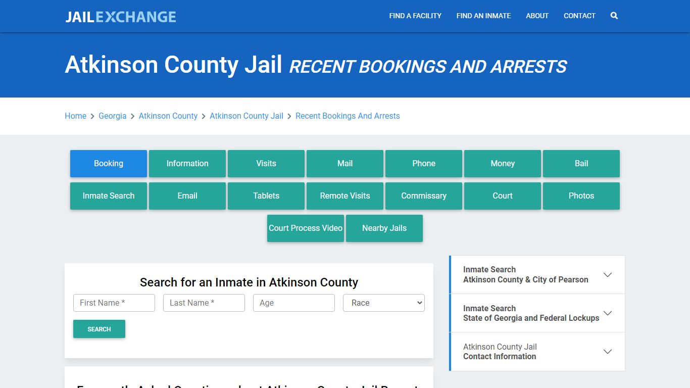 Atkinson County Jail Recent Bookings And Arrests - Jail Exchange